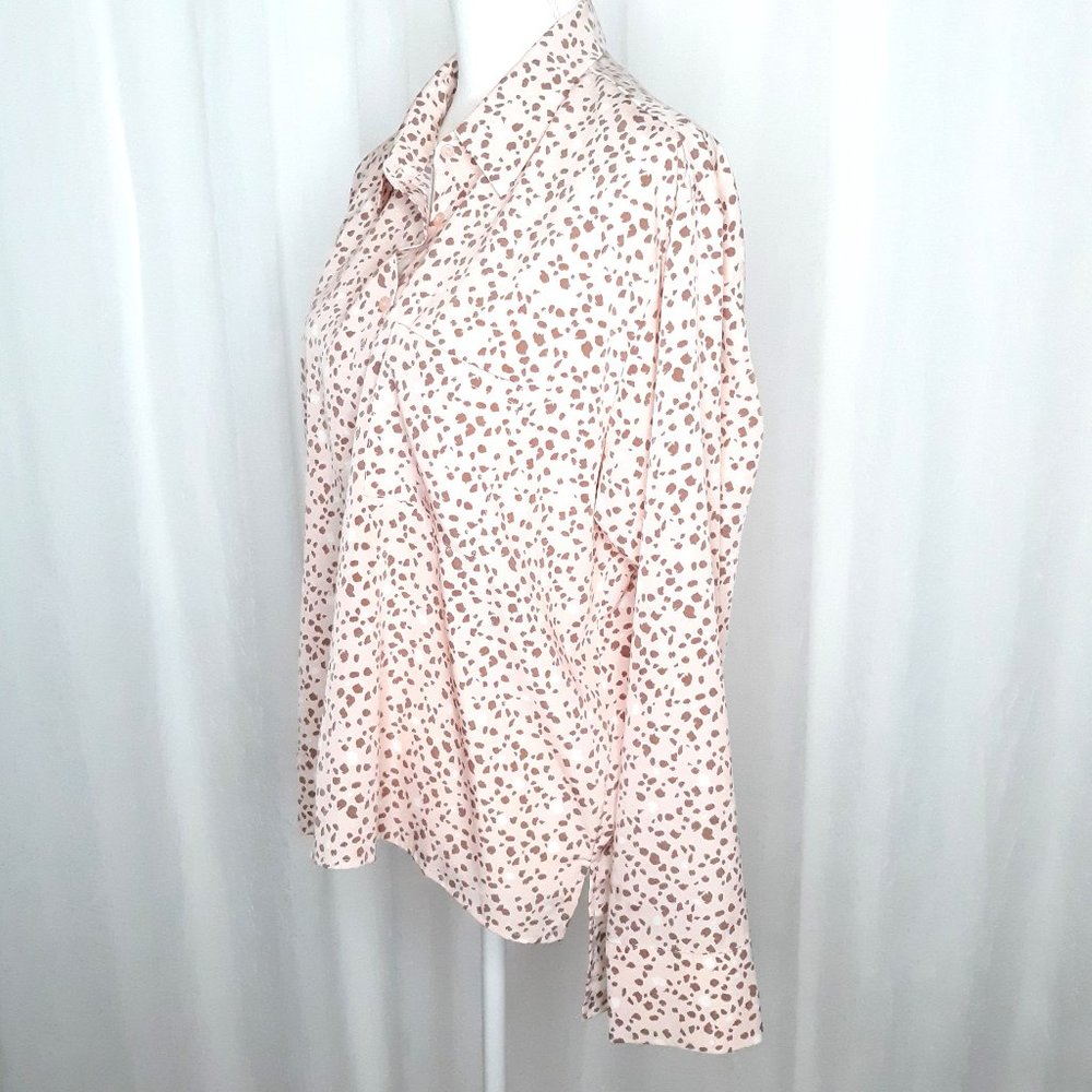 Astr The Label Peach Button Down Blouse Cheetah P… - image 4